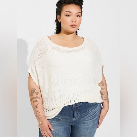 Torrid Sweaters - NWT Torrid Pointelle Boat Neck Boxy Cropped Sweater Size 3X/4X